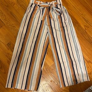 Zara stripe elastic tie pants